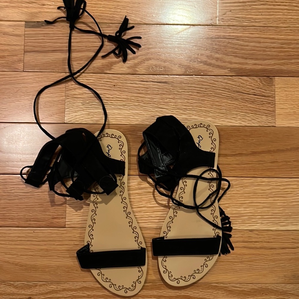 Qupid lace up wrap sandal